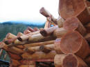 Log home under construction :- More log work detail.