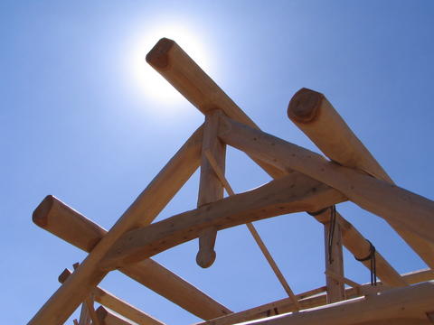 Photo of handcrafted log King Truss